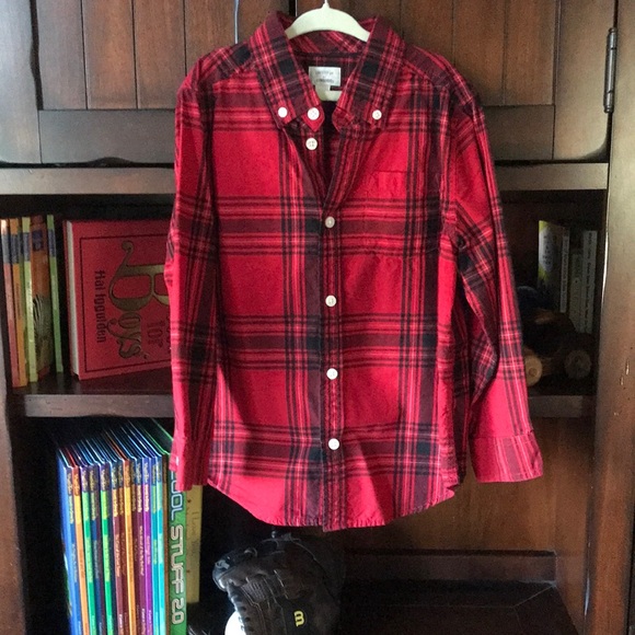 Boys Gymboree Button Down Long Sleeve Plaid Shirt 5 6 - Picture 1 of 6
